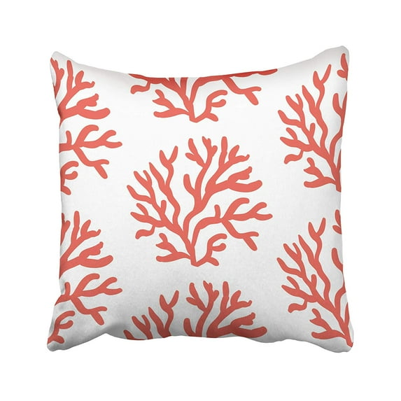 CMFUN Beautiful Red Corals on The White with Tropical Reef Nautical Doodles Drawn Marine Pillow Case Pillow Cover 16x16 inch Throw Pillow Covers
