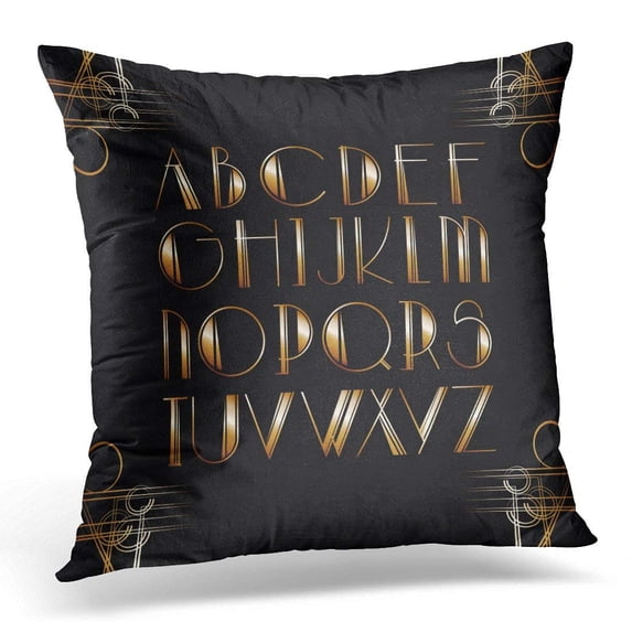 CMFUN Black Great Gatsby Style Lettering Letter Pillow Case Pillow Cover 20x20 inch
