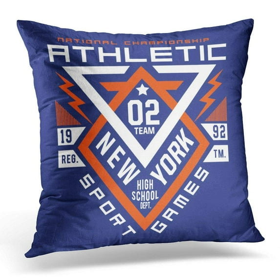 CMFUN Blue Tee Athletic New York Graphics Red Football Pillow Case Pillow Cover 20x20 inch