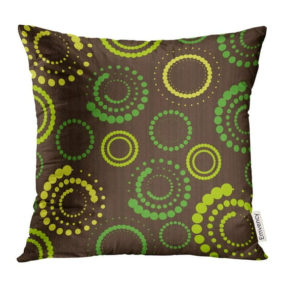 CMFUN Brown 1950S Abstract Green Simple Geometric 1960S Endless Pillow Case 18x18 Inches Pillowcase