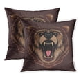 thumbnail image 1 of CMFUN Brown Draw Color Angry Bear Head Colorful Grizzle Pillowcase Cushion Cases 16x16 inch Set of 2, 1 of 1