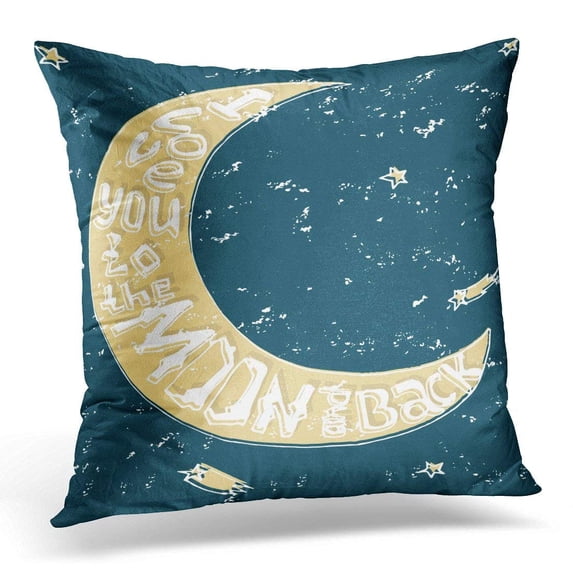 CMFUN Calligraphy I Love You to The Moon and Back Phrase Written in Shape for Romantic Valentine Day Date Pillow Case Pillow Cover 20x20 inch