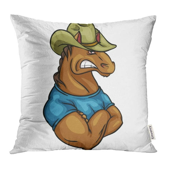 CMFUN Colorful Aggressive Horse Mascot Team Design Anger Angry Animal Attack Beast Big Pillowcase Cushion Cases 18x18 inch