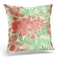 thumbnail image 1 of CMFUN Colorful Aloha Tropical Floral Exotic Jungle Flower Orchid Hibiscus and Palm Leaves Pink and Green Beach Pillow Case Pillow Cover 18x18 inch, 1 of 1