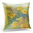 thumbnail image 1 of CMFUN Colorful Elegant Yellow Roses Still Life Watercolor Orange Garden Pillow Case Pillow Cover 18x18 inch, 1 of 1