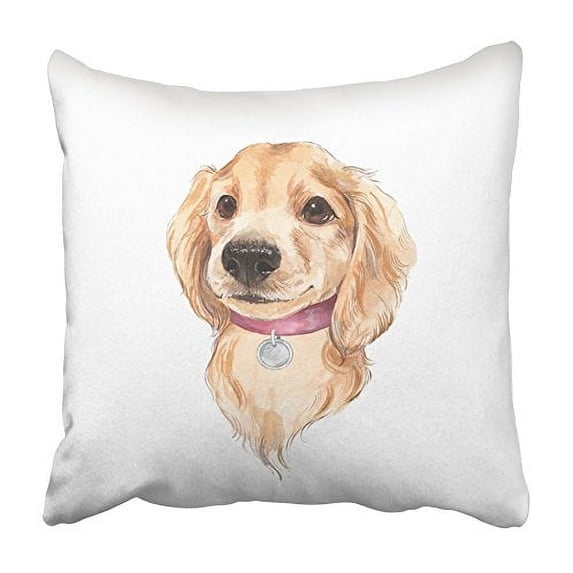 CMFUN Colorful Pet Cute Dog Sketch White Hand Watercolor Face Animal Kawaii Pencil Pillowcase Cushion Cover 16x16 inch