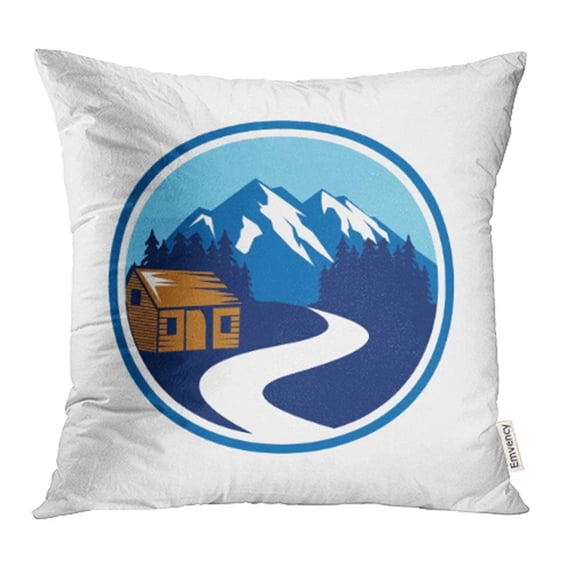 CMFUN Emblem Lodge with Mountain and River Views Landscapes Nature Pillowcase Cushion Cover 18x18 inch
