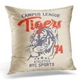 thumbnail image 1 of CMFUN Football Tiger Vintage Denim Apparel Old School Graphic for and Retro Artwork and Brooklyn New York Pillow Case Pillow Cover 18x18 inch, 1 of 1