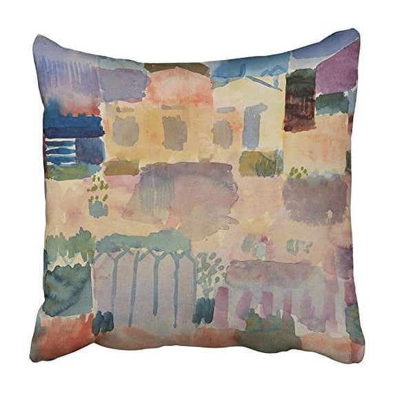 CMFUN Garden in St Germain European Quarter Near Tunis By Paul Klee 1914 Swiss Pillowcase Cushion Cover 18x18 inch