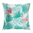 thumbnail image 1 of CMFUN Green Aloha Tropical Leaves Flamingo and Flowers Bright Blank Border Branch Climate Pillow Case Pillow Cover 20x20 inch Throw Pillow Covers, 1 of 1