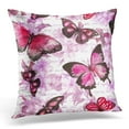 thumbnail image 1 of CMFUN Orange Animal Flowers Butterflies and Hand Written Text Note Watercolor Pink Watercolour Pillow Case Pillow Cover 20x20 inch, 1 of 1