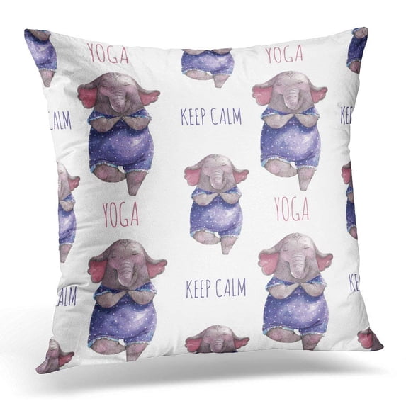 CMFUN Painting Pattern with Elephant What Practicing Yoga in Tree Pose Meditation The Morning Keep Calm Relax Pillow Case Pillow Cover 20x20 inch