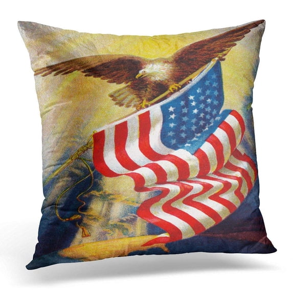 CMFUN Patriot Celebrating ''Old Glory'' Our American Flag Circa 1912 Vintage of Bald Eagle and Americana Pillow Case Pillow Cover 20x20 inch