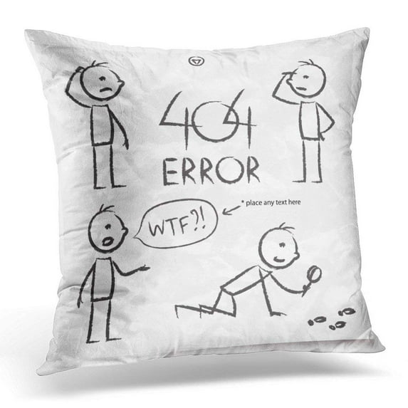 CMFUN Sketch 404 Error Searching Man Page Pillow Cover 16x16 Inches Throw Pillow Case Cushion Cover