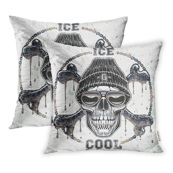 CMFUN Tattoo Ghetto Skull Graphic Cool Motorcycle Pillowcase Cushion Cover 16x16 inch, Set of 2