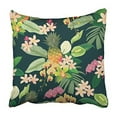 thumbnail image 1 of CMFUN Tropical with Pineapple Flowers and Leaves on Dark Green Color of Exotic Pillowcase Cushion Cover 16x16 inch, 1 of 1