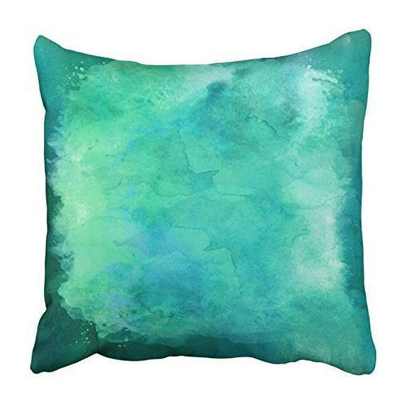 CMFUN Watercolour Blue and Green Aqua Teal Turquoise Watercolor Color Water Pillowcase Cushion Cover 18x18 inch