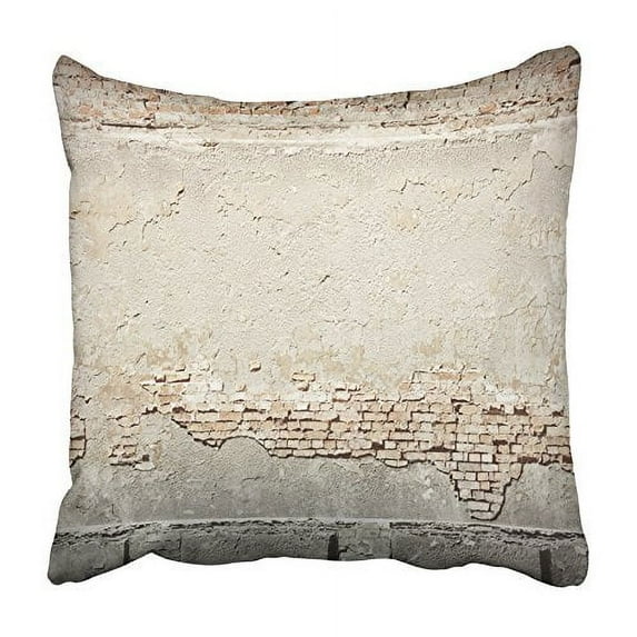 CMFUN White Old Urban Grunge Wall Beige Brick Plaster Concrete Stucco Cement Stone Pillowcase Cushion Cover 16x16 inch