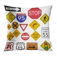 thumbnail image 1 of CMFUN Yellow Traffic of Various Road and Highway Signs on White Orange Interstate Pillow Case 20x20 Inches Pillowcase, 1 of 1