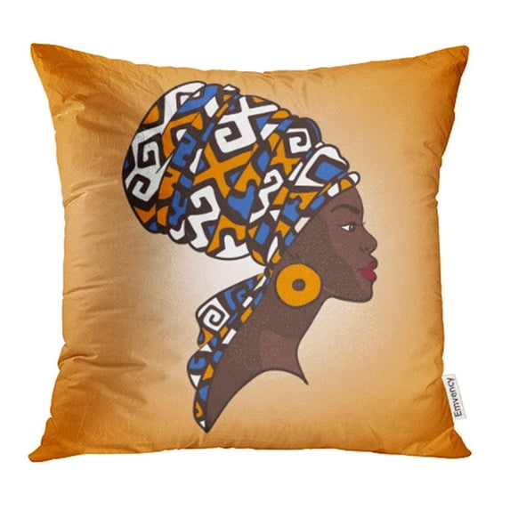 CMFUN Zulu Portrait of Beautiful African Woman in Turban Tribal Style Adult Africa Beauty Pillow Case Pillow Cover 20x20 inch Throw Pillow Covers