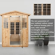CMGB Sauna for 4 Person, Applicable Indoors and Outdoors. Far Infrared Sauna 8 Low EMF Heaters, Wooden Sauna Room, Hemlock, Chromotherapy, Bluetooth Speaker.