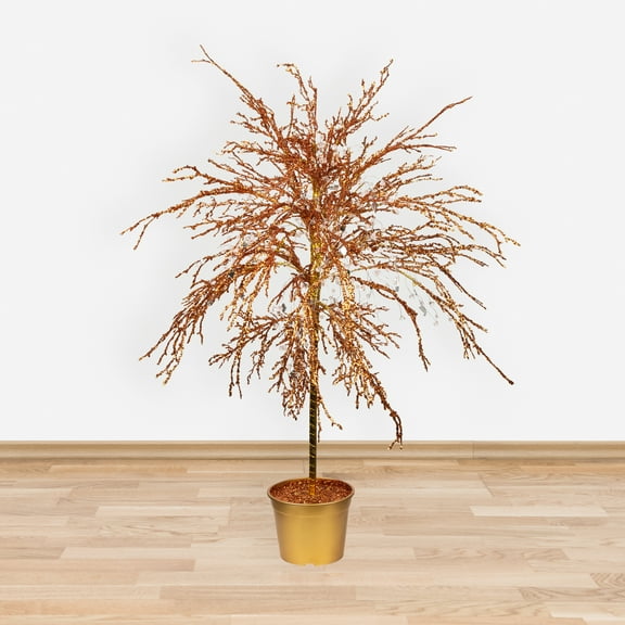 CMI 3' Unlit Artificial Christmas Tree Copper Holiday Crystallized Potted Glitter
