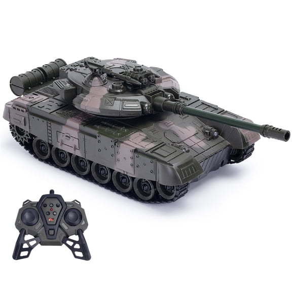 CMJ RC Cars: Battle Tank - Grey Camo, 1:20 Scale Remote Control Vehicle, Light & Sound, 2.4GHz Full-Function Control, All Terrain Racing Toy, Kids 6+