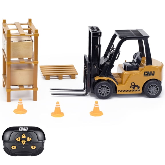 CMJ RC Cars: Forklift Truck - 1:16 Scale Remote Control Vehicle, Construction Play Toy, Warehouse Loading Accessories, 2.4GHz, Rechargeable, Kids 6+