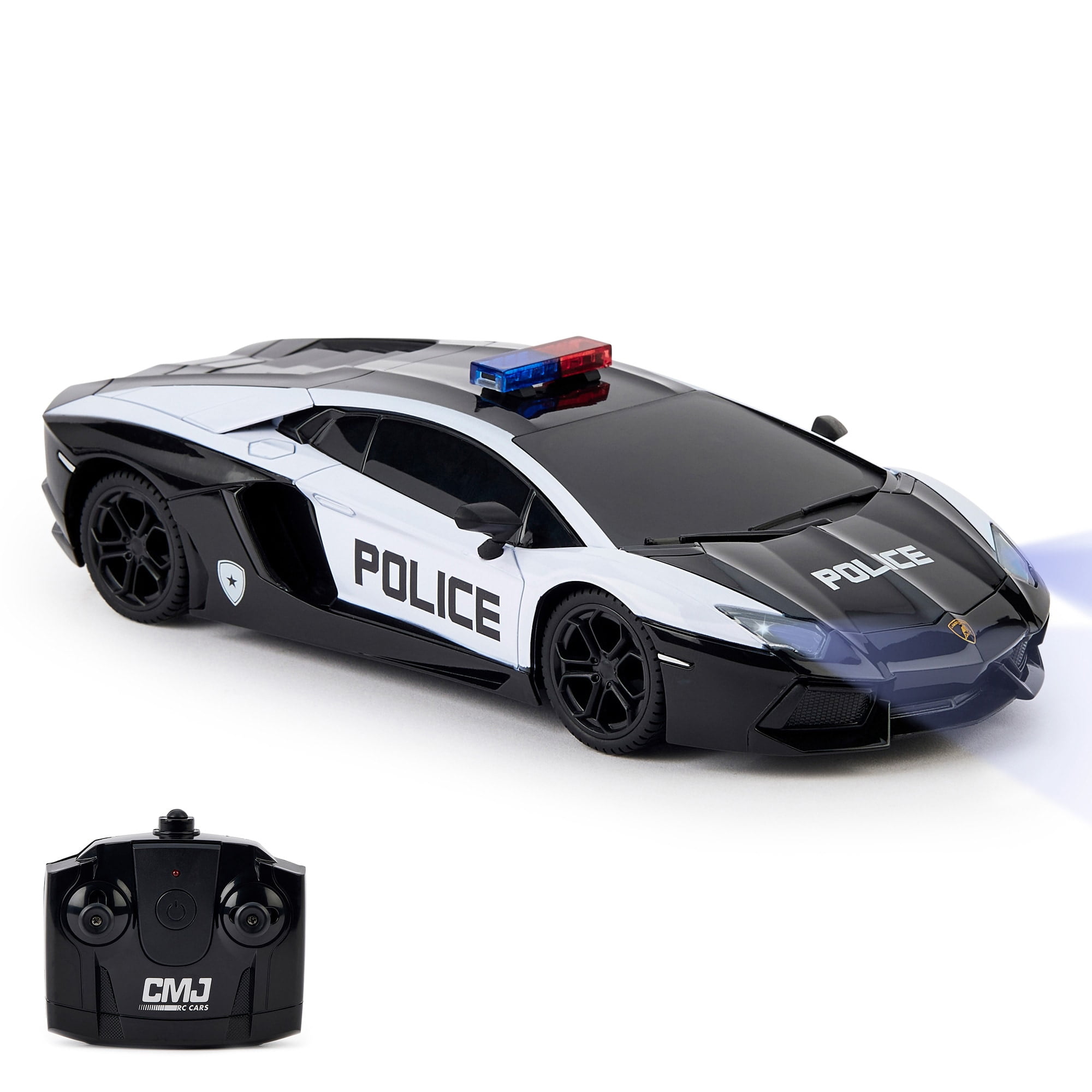 CMJ RC Cars: Lamborghini Aventador LP700-4 - Police Car - 1:24 Scale, Remote Control Radio Vehicle, 2.4 Ghz, LED Headlights, Licensed Model Racing Toy