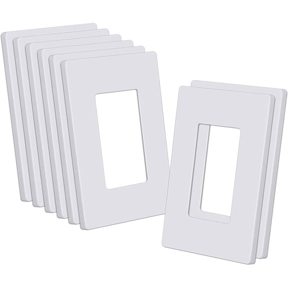 CML Decorator Screwless Wall Plate, 1Gang Receptacle Outlet Cover, 8 Pack Hidden Screw Smooth Face Switch Plates, Standard Size 2.91"x4.68", UL Listed, White