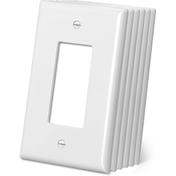 CML Jumbo Decorator Wall Plate, 6 Pack Oversized Electrical Outlet Receptacle Covers, 1-Gang White Switch Plates, Over-Size 3.5 x 5.5, Impact Resistant, ETL Listed