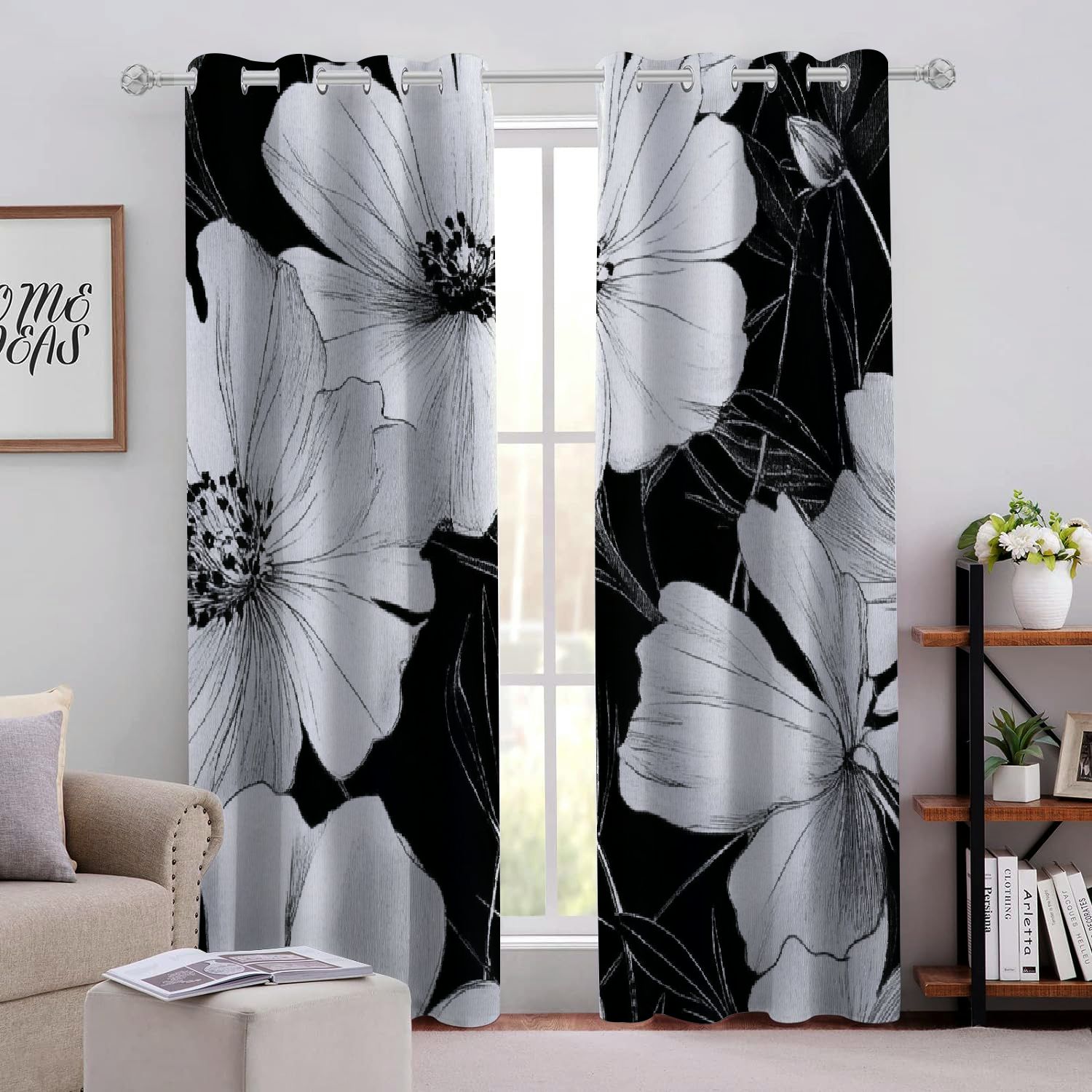 CMMY Flowers Perforated Light Blocking Curtains 2Pack, Variety of