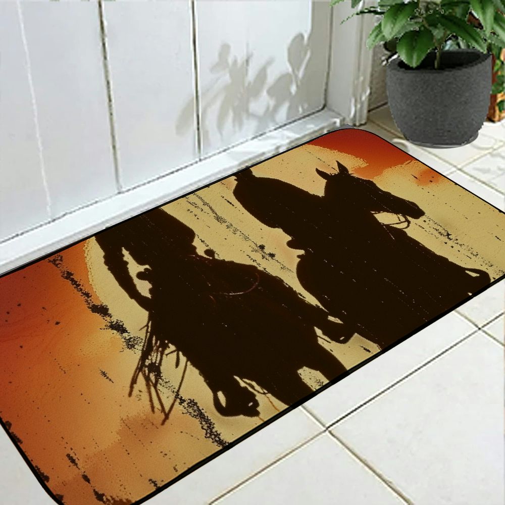 CMMY Horse Felt Square Kitchen Floor Mat Dog Doormat Absorbent