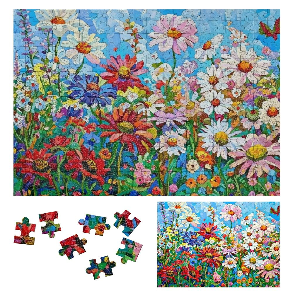 CMMY Stained Glass Flower Puzzles for Adults Challenging Puzzles Art