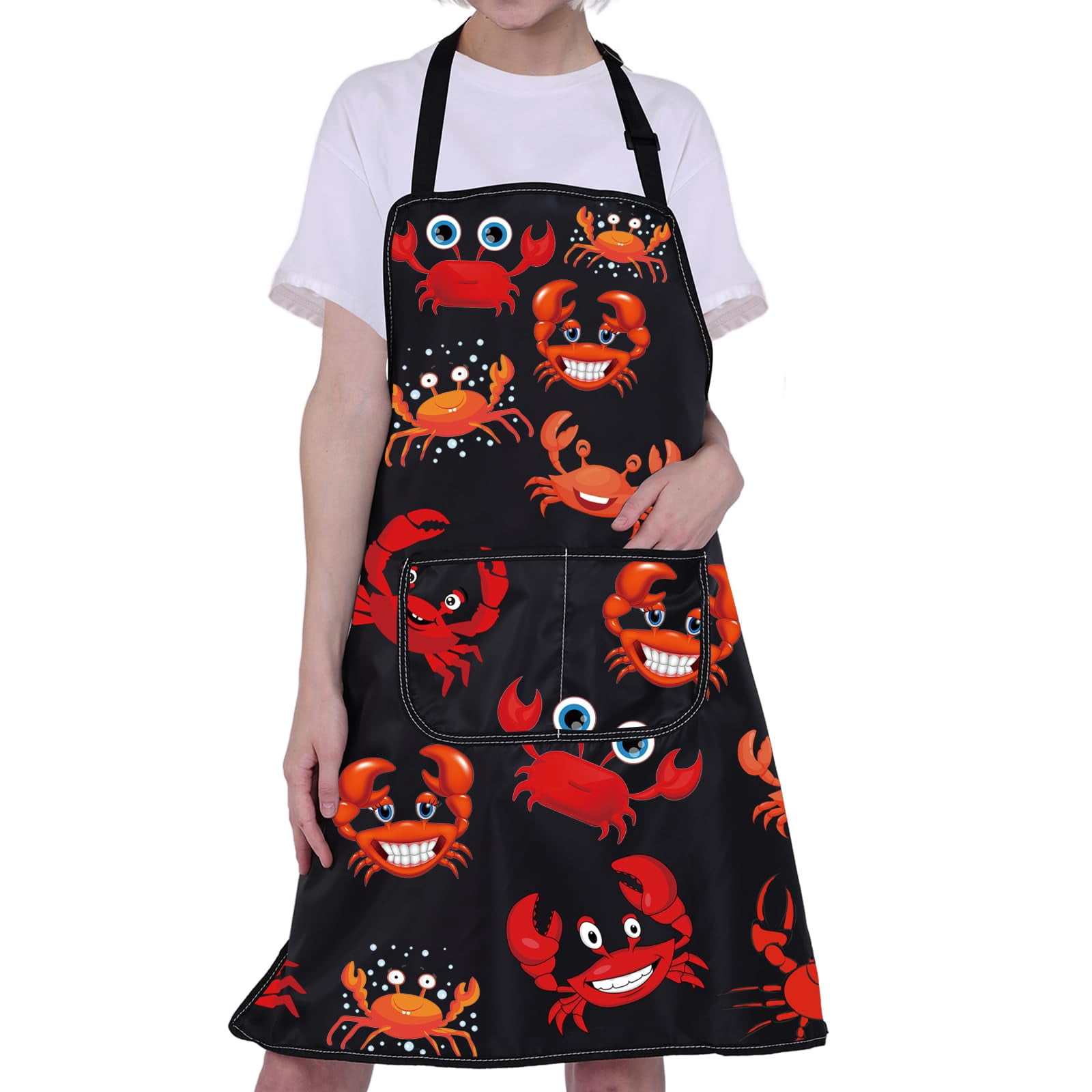 CMNIM Crab Apron with Pocket Funny Crab Apron Crab Cooking Apron Red ...