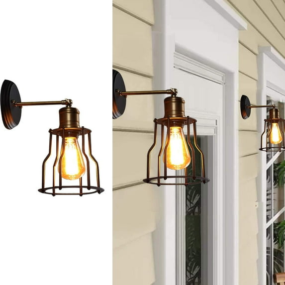 CMNNQ Retro Bronze Outdoor Wall Sconce Lighting, Industrail Classic Steel Wall Lamp Light Fixture 1PCS No Bulb for Headboard Bedroom Garage Porch Mirror C108
