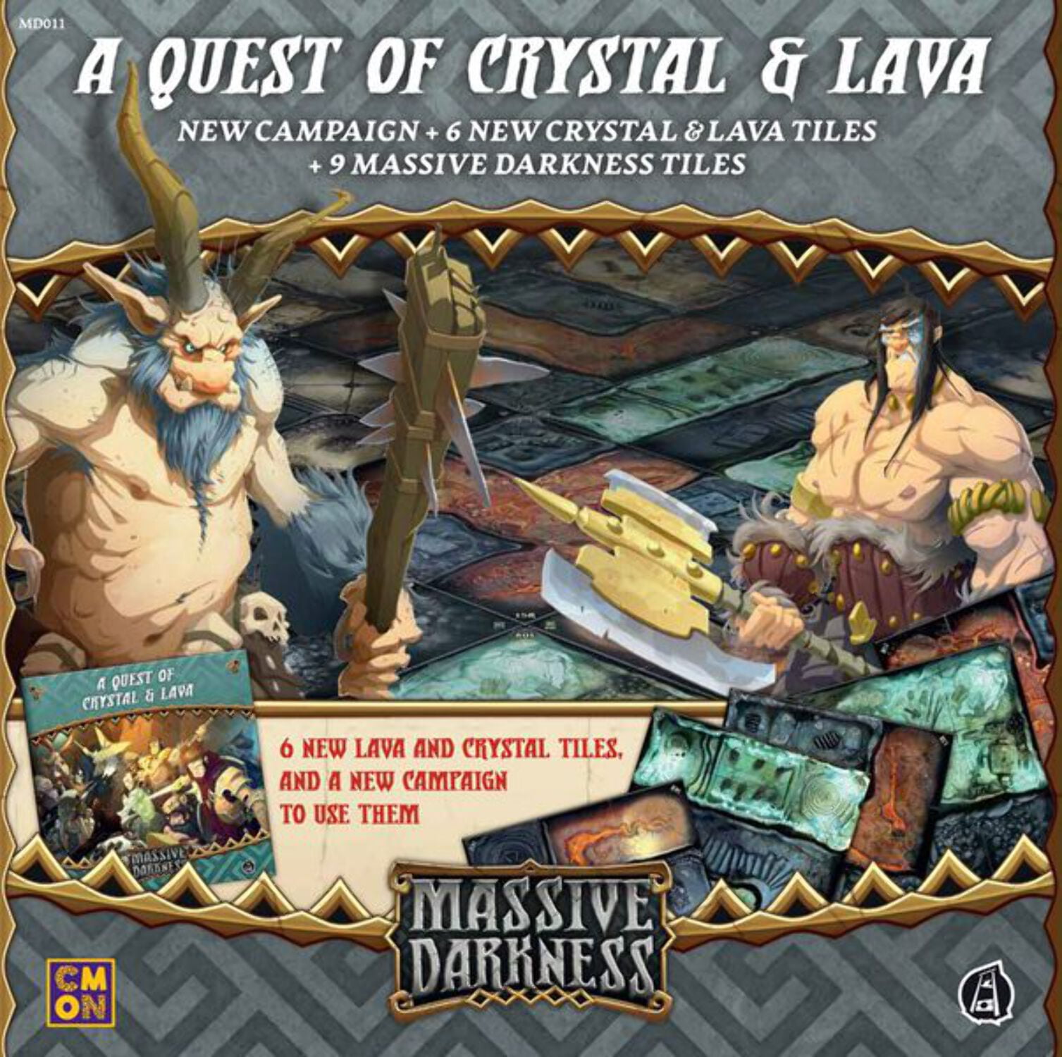 CMON Massive Darkness: A Quest of Crystal & Lava Expansion for Adults, 0", 15 Pieces