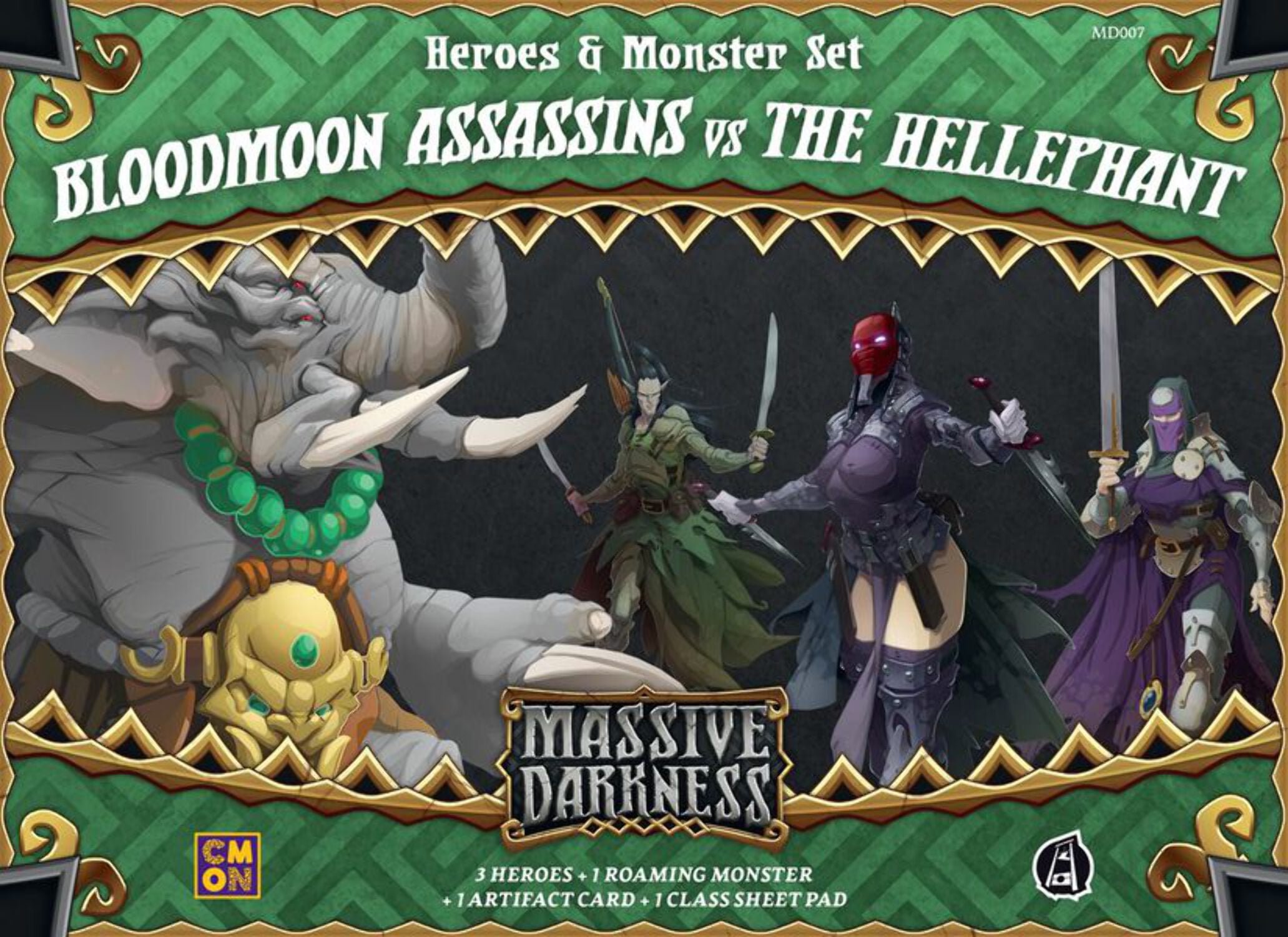MD: Assassins Vs. The Hellephant CMON Massive Darkness: Heroes & Monsters Set: Bloodmoon Board Games Board Game MD007