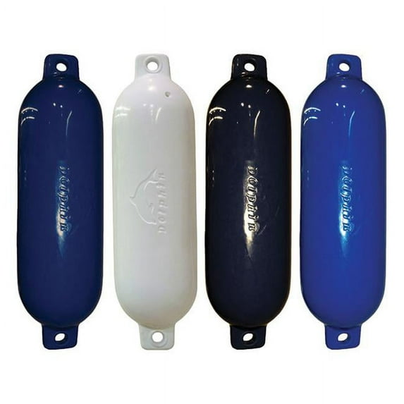 CMP DE50239F 6.5 x 23 in. Twin-Eye Smooth Boat Fender, Navy Blue