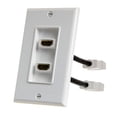 thumbnail image 1 of CMPLE HDMI Wall Plate Dual-Port White Wall Plate 4” Rear Extension Cable, 2-Port HDMI Insert (4K UHD, ARC, and Ethernet, 1 of 3
