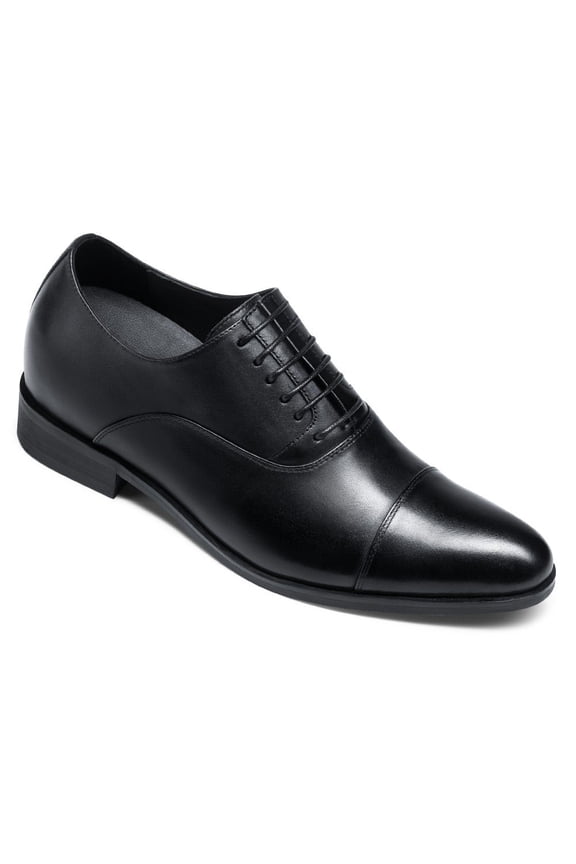 CMR CHAMARIPA 7CM / 2.76 Inches Oxfords Black Elevator Dress Shoes To Make You Taller Men Cow Leather Wedding Shoes