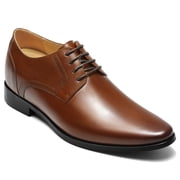 CMR CHAMARIPA Brown Cowhide Leather Mens Elevator Dress Shoes - Classic Mens Oxford Shoes 3.15 Inches / 8 CM