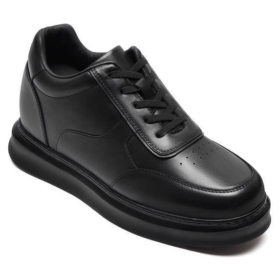 CMR CHAMARIPA Casual Elevator Shoes For Men - Black Soft Leather Height Boosting Shoes 9CM / 3.54 Inches