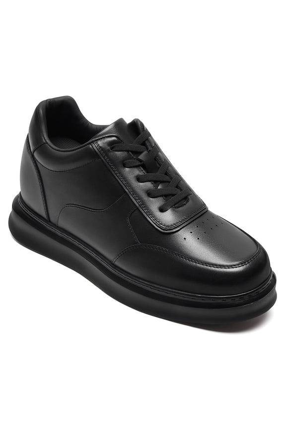 CMR CHAMARIPA Casual Elevator Shoes For Men - Black Soft Leather Height Boosting Shoes 9CM / 3.54 Inches