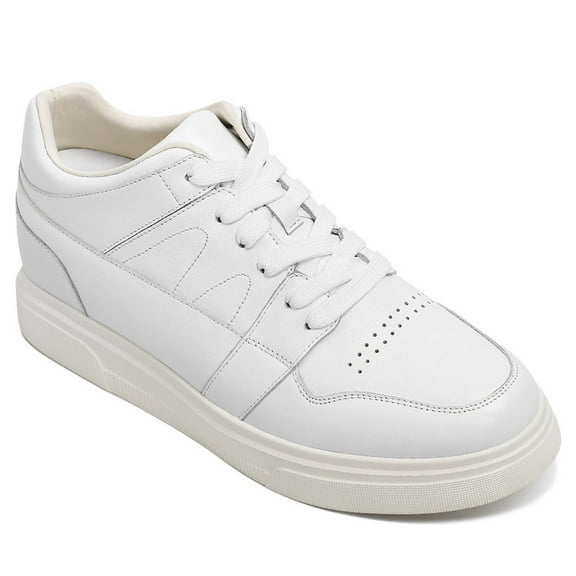 CMR CHAMARIPA Casual Elevator Shoes For Men - White Leather Height Increasing Sneaker 8CM / 3.15 Inches