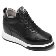 CMR CHAMARIPA Casual Height Increasing Elevator Shoes Black Leather Casual Shoes For Men 11CM / 4.33 Inch