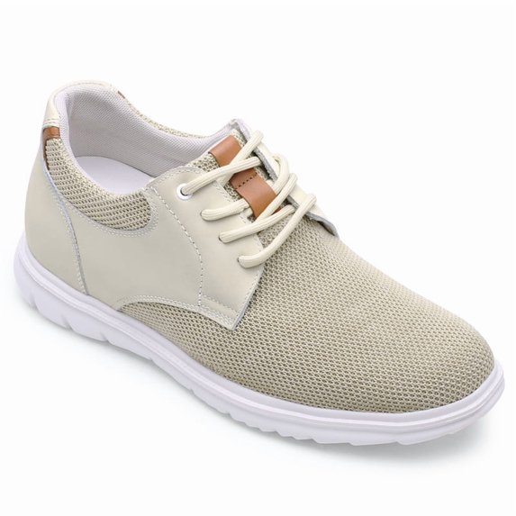 CMR CHAMARIPA Casual Tall Men Shoes Beige Mesh Elevator Shoes For Short Men That Make You 7CM / 2.76 Inches Taller