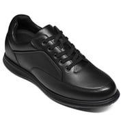 CMR CHAMARIPA Casual Tall Men Shoes - Elevator Sneakers - Black Leather Hidden Heel Shoes 8cm / 3.15 Inches