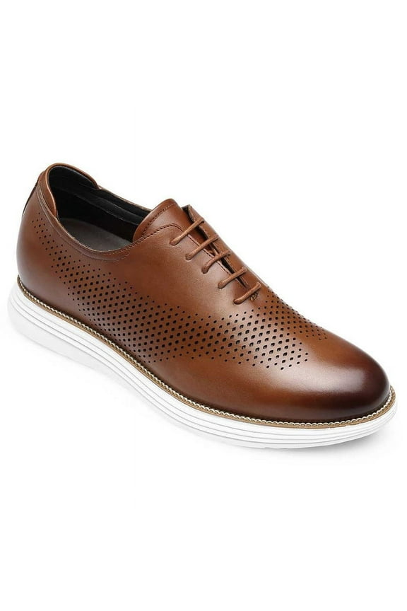 CMR CHAMARIPA Casual Tall Men Shoes - High Heel Shoes For Men - Brown Leather Oxford Shoes That Get Taller 7CM / 2.76 Inches Taller
