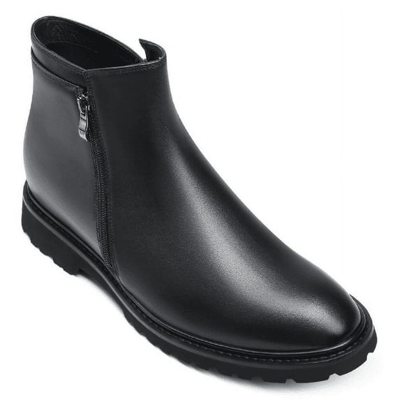 CMR CHAMARIPA Elevator Boots For Men - Mens Boots That Make You Look Taller - Black Side Zipper Boots 8 CM / 3.15 Inches